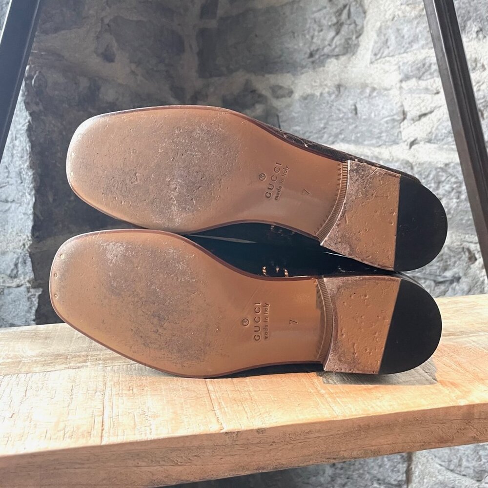 Gucci Quentin Brown Velvet GG Horsebit Loafers - Picture 7 of 10